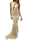 Trumpet/Mermaid Halter Silk-like Satin Sweep Train Prom Dresses #Favs020104527