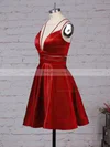A-line V-neck Satin Short/Mini Pockets Short Prom Dresses #Favs020106288