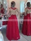 A-line Scoop Neck Chiffon Floor-length Beading Prom Dresses #Favs020102327
