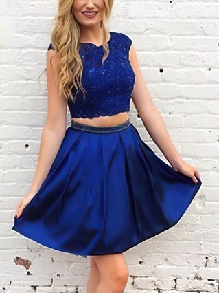 A-line Scoop Neck Satin Short/Mini Beading Short Prom Dresses #Favs020106294 A-line Scoop Neck Satin Short/Mini Beading Short Prom Dresses #Favs020106294