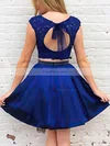A-line Scoop Neck Satin Short/Mini Beading Short Prom Dresses #Favs020106294