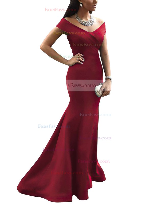 Trumpet/Mermaid Off-the-shoulder Satin Sweep Train Ruffles Prom Dresses #Favs020102331