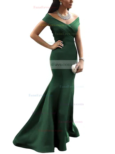 Trumpet/Mermaid Off-the-shoulder Satin Sweep Train Ruffles Prom Dresses #Favs020102331