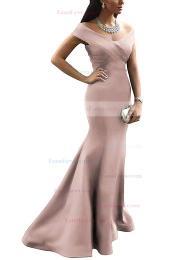 Trumpet/Mermaid Off-the-shoulder Satin Sweep Train Ruffles Prom Dresses #Favs020102331