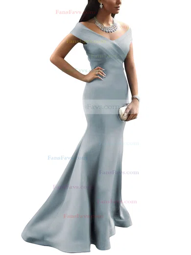 Trumpet/Mermaid Off-the-shoulder Satin Sweep Train Ruffles Prom Dresses #Favs020102331