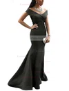 Trumpet/Mermaid Off-the-shoulder Satin Sweep Train Ruffles Prom Dresses #Favs020102331