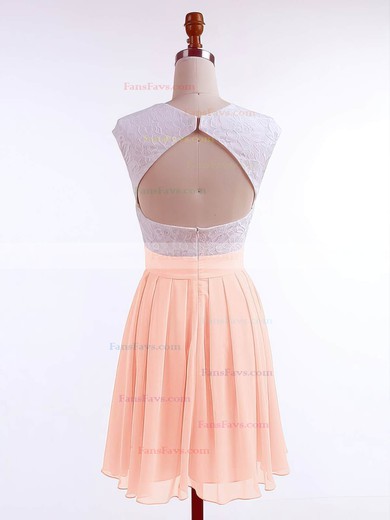 A-line Scoop Neck Chiffon Short/Mini Lace Short Prom Dresses #Favs020106313