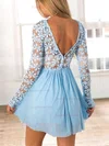 A-line Scoop Neck Lace Chiffon Short/Mini Lace Short Prom Dresses #Favs020106314