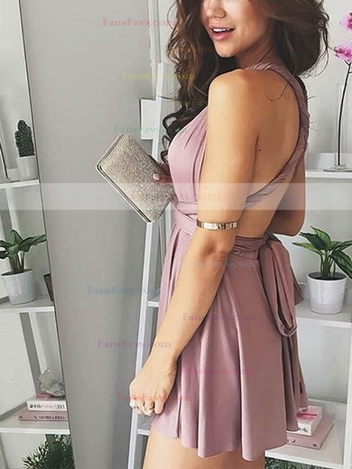 A-line V-neck Jersey Short/Mini Short Prom Dresses #Favs020106316