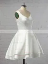 Ball Gown V-neck Satin Short/Mini Tiered Short Prom Dresses #Favs020106318