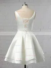 Ball Gown V-neck Satin Short/Mini Tiered Short Prom Dresses #Favs020106318