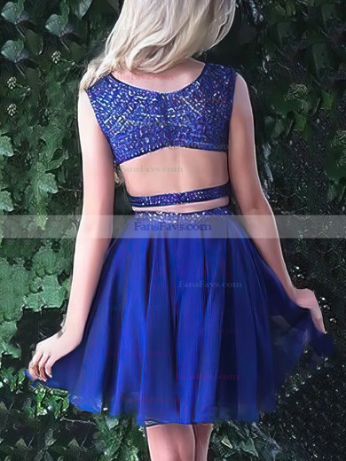A-line Scoop Neck Chiffon Short/Mini Beading Short Prom Dresses #Favs020106319