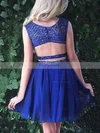 A-line Scoop Neck Chiffon Short/Mini Beading Short Prom Dresses #Favs020106319