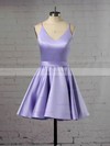 A-line V-neck Satin Short/Mini Prom Dresses #Favs020106321