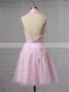 A-line Halter Tulle Short/Mini Beading Short Prom Dresses #Favs020106322