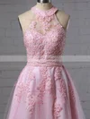 A-line Halter Tulle Short/Mini Beading Short Prom Dresses #Favs020106322