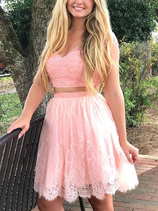 A-line V-neck Lace Short/Mini Beading Short Prom Dresses #Favs020106329 A-line V-neck Lace Short/Mini Beading Short Prom Dresses #Favs020106329