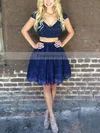 A-line V-neck Lace Short/Mini Beading Short Prom Dresses #Favs020106329