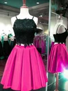 A-line Square Neckline Satin Short/Mini Beading Short Prom Dresses #Favs020106330