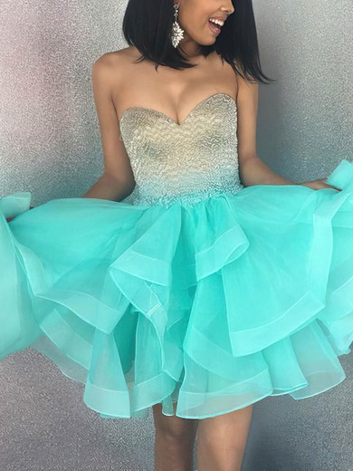 Princess Sweetheart Organza Short/Mini Beading Prom Dresses #Favs020106338