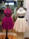 A-line Halter Lace Tulle Short/Mini Beading Prom Dresses #Favs020106342