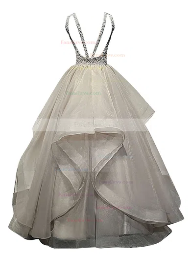 Ball Gown Scoop Neck Organza Floor-length Beading Prom Dresses #Favs020102390