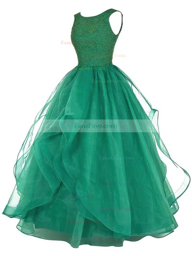 Ball Gown Scoop Neck Organza Floor-length Beading Prom Dresses #Favs020102390