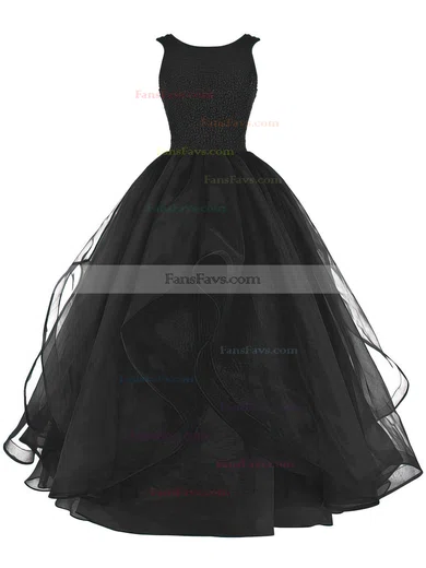 Ball Gown Scoop Neck Organza Floor-length Beading Prom Dresses #Favs020102390