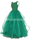 Ball Gown Scoop Neck Organza Floor-length Beading Prom Dresses #Favs020102390