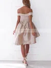 A-line Off-the-shoulder Satin Asymmetrical Ruffles Short Prom Dresses #Favs020106345