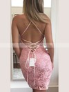 Sheath/Column Halter Lace Short/Mini Prom Dresses #Favs020106347
