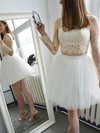 Princess Scoop Neck Tulle Short/Mini Appliques Lace Prom Dresses #Favs020106351