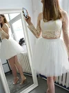 Princess Scoop Neck Tulle Short/Mini Appliques Lace Short Prom Dresses #Favs020106351