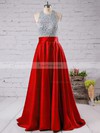 Ball Gown Halter Satin Floor-length Beading Prom Dresses #Favs020102391