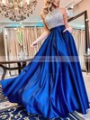 Ball Gown Halter Satin Floor-length Beading Prom Dresses #Favs020102391