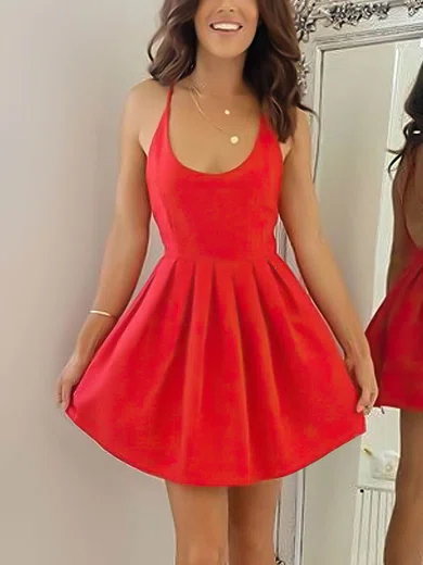 A-line Scoop Neck Silk-like Satin Short/Mini Ruffles Short Prom Dresses #Favs020106354