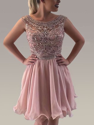 A-line Scoop Neck Tulle Chiffon Knee-length Sequins Short Prom Dresses #Favs020106356 A-line Scoop Neck Tulle Chiffon Knee-length Sequins Short Prom Dresses #Favs020106356