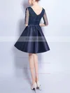 A-line V-neck Satin Tulle Short/Mini Appliques Lace Short Prom Dresses #Favs020106357