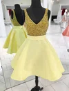 Princess V-neck Satin Short/Mini Beading Short Prom Dresses #Favs020106358