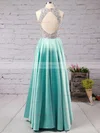 Princess Scoop Neck Satin Floor-length Beading Prom Dresses #Favs020102392