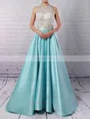 Princess Scoop Neck Satin Floor-length Beading Prom Dresses #Favs020102392