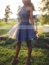 A-line Halter Tulle Short/Mini Beading Prom Dresses #Favs020106363