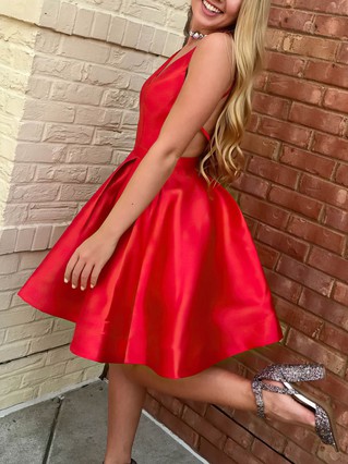 Princess V-neck Satin Short/Mini Ruffles Short Prom Dresses #Favs020106366 Princess V-neck Satin Short/Mini Ruffles Short Prom Dresses #Favs020106366