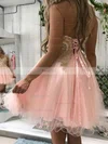 A-line Sweetheart Tulle Short/Mini Beading Short Prom Dresses #Favs020106369