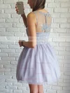 A-line Scoop Neck Tulle Short/Mini Appliques Lace Short Prom Dresses #Favs020106371