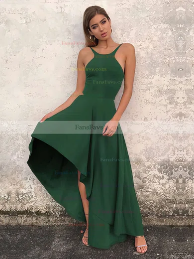 A-line Scoop Neck Silk-like Satin Asymmetrical Prom Dresses #Favs020106378