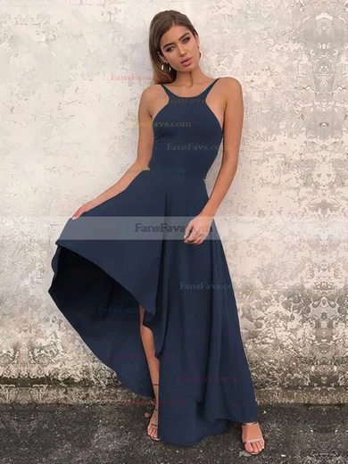 A-line Scoop Neck Silk-like Satin Asymmetrical Prom Dresses #Favs020106378