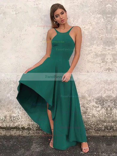A-line Scoop Neck Silk-like Satin Asymmetrical Prom Dresses #Favs020106378