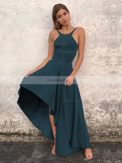 A-line Scoop Neck Silk-like Satin Asymmetrical Prom Dresses #Favs020106378