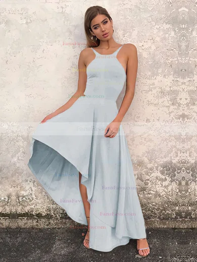 A-line Scoop Neck Silk-like Satin Asymmetrical Prom Dresses #Favs020106378